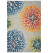 Modern Floral Rug with bold colorful flower patterns.
